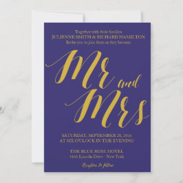 Invitación Moda Rústica Azul de la Marina Sr. y Sra. Boda