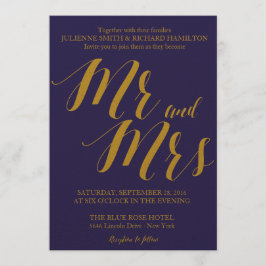 Invitación Moda Rústica Azul de la Marina Sr. y Sra. Boda