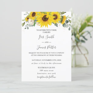 Invitación Moda Rústica Boda floral de girasol