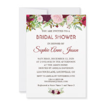 Moda Rústica Borgoña Marsala Floral Bridal Ducha