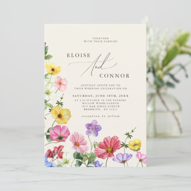 Invitación Moda Rustica de Flores Silvestres Boho Boda floral (Anverso de pie)