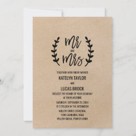 Invitación Moda Rustica Faux Kraft Sr. y Sra. Boda