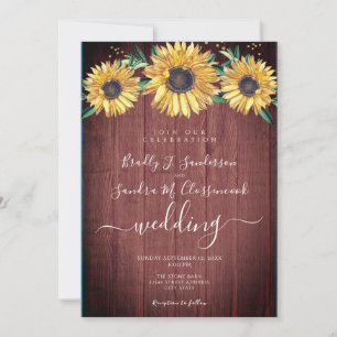 Invitación Moda Rústica Floral Barn Wood Boda