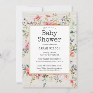 Invitación Moda Rústica Floral Boho Baby Shower Botánico