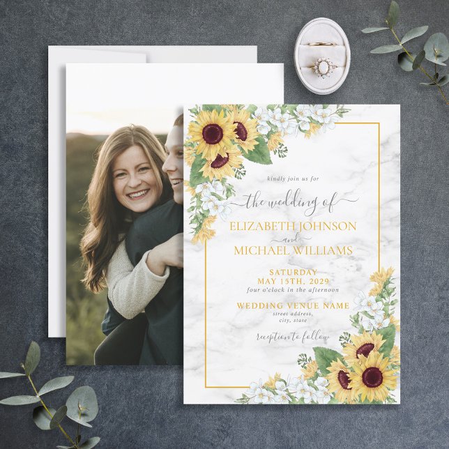Invitación Moda Rústica Girasol y Boda de fotografía floral g (Subido por el creador)