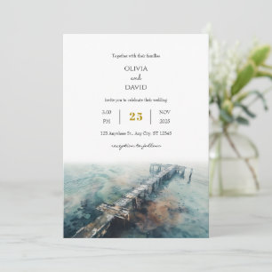 Invitación Moda rústica Paseos oceánicos de madera Art Beach