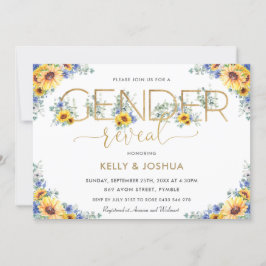 Invitación Moda rústica Revelación de género floral azul gira