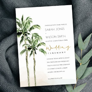Invitación Moda Rústica Tropical Beach Palm Trees Boda