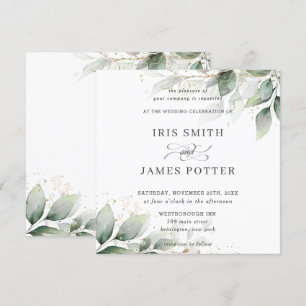 Invitación Moda Rústica vegetación Leafy Foliage Gold Boda