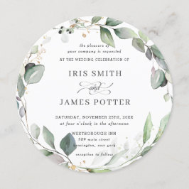 Invitación Moda Rústica Vegetación Leafy Foliage Wreath Boda