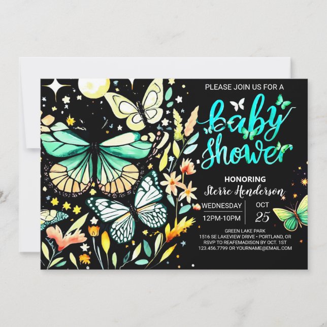 Invitación Moda Sage Flutter Baby Shower (Anverso)