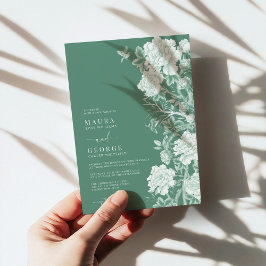 Invitación Moda Sage Green Chinoiserie Flower Garden Boda