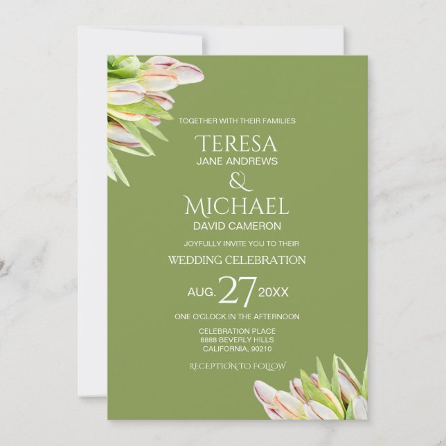Invitación Moda Sage Green Tulip Floral Moderno (Anverso)