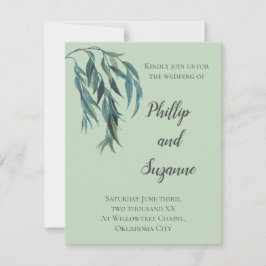 Invitación Moda Sage Green Willow Branch Boda mínimo