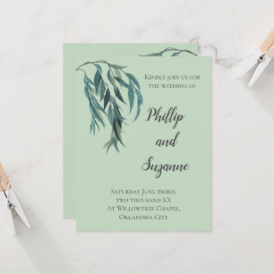 Invitación Moda Sage Green Willow Branch Boda mínimo