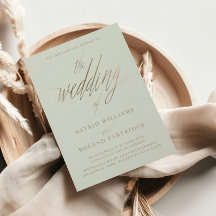 Moda Sage Green y Faux Gold Calligraphy Boda