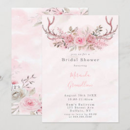 Invitación Moda Sage Peony Deer Antlers Bridal Shower