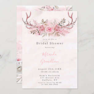 Invitación Moda Sage Peony Deer Antlers Bridal Shower