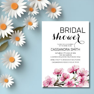 Invitación Moda Sakura Rosa Floral Botánica Ducha de Novias