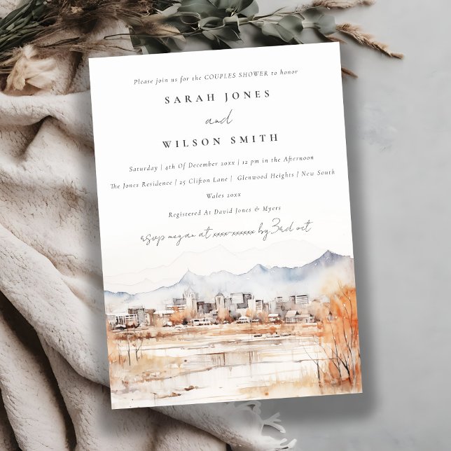 Invitación Moda Salt Lake City Utah Watercolor Couples Shower (Subido por el creador)