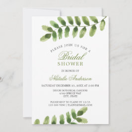 Invitación Moda salvia verde Leaf acuarela BRIDAL DUCHA