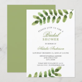 Invitación Moda salvia verde Leaf acuarela BRIDAL DUCHA