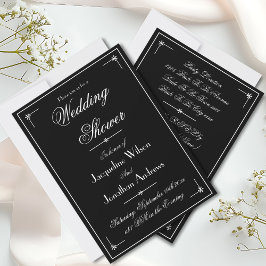 Invitación Moda Script Elegante ducha de matrimonio blanco y