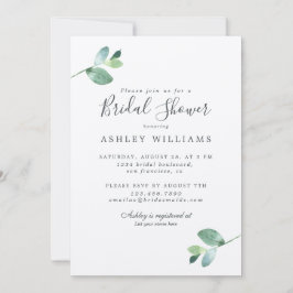 Invitación Moda Script Eucalyptus Foliage Bridal Shower