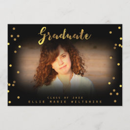 Invitación Moda Script Faux Relieve metalizado dorado Confett