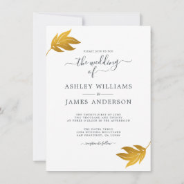 Invitación Moda Script Gold Leaf Boda mínimo