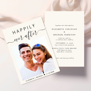 Invitación Moda Script Photo Cream Boda