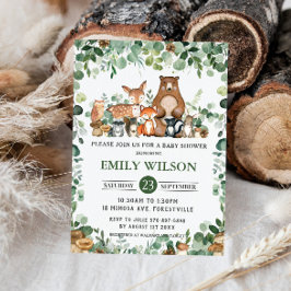 Invitación Moda Selva vegetación Woodland Animales Baby Showe