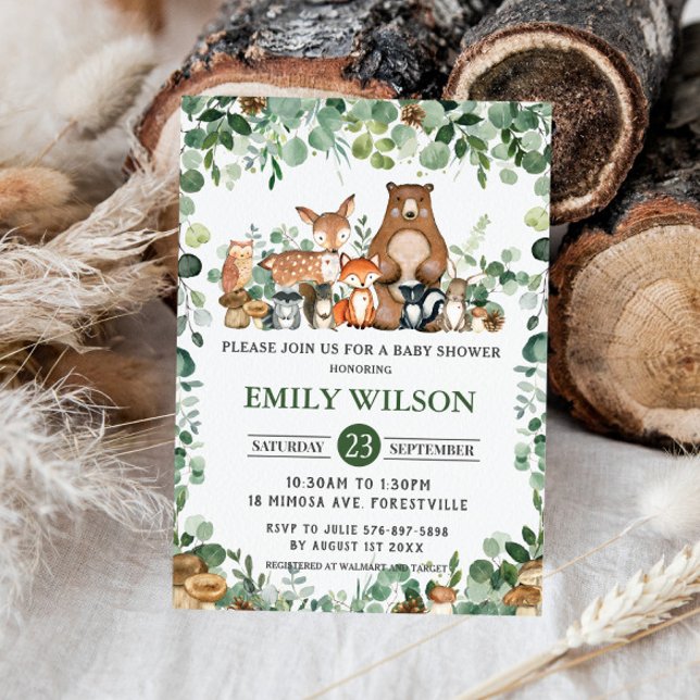 Invitación Moda Selva vegetación Woodland Animales Baby Showe (Subido por el creador)