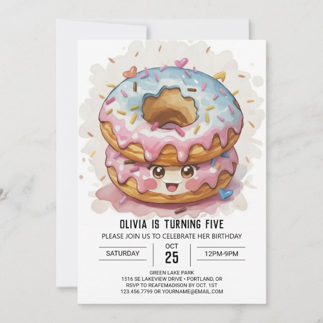 Invitación Moda Sencilla Donuts Cumpleaños (Anverso)