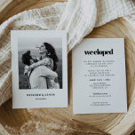 Invitación Moda sencilla y elegante Foto de recepción Elopeme<br><div class="desc">Minimalista pero sorprendente: adopta este diseño tipográfico ligeramente retro y elegante para tu papelería boda. Personalizable completo de texto,  colores y fondos.</div>