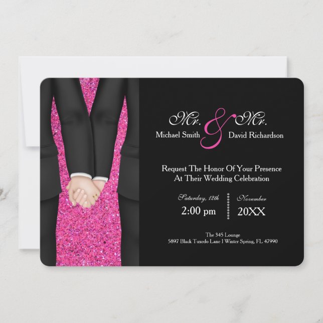 Invitación Moda Señor y la celebración del Boda Pareja Tuxedo (Anverso)