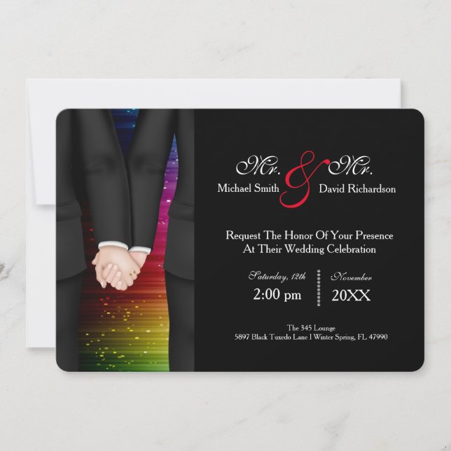 Invitación Moda Señor y la celebración del Boda Pareja Tuxedo (Anverso)