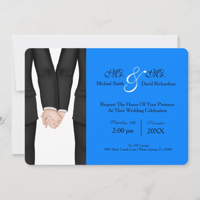 Invitación Moda Señor y la celebración del Boda Pareja Tuxedo (Anverso)