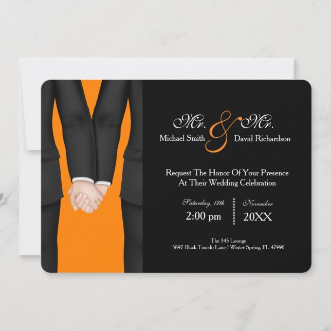 Invitación Moda Señor y la celebración del Boda Pareja Tuxedo (Anverso)