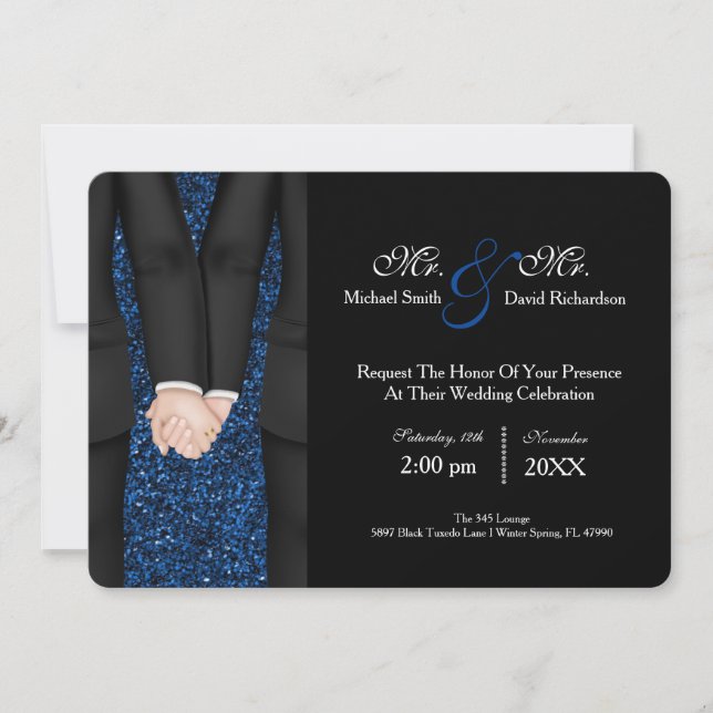 Invitación Moda Señor y la celebración del Boda Pareja Tuxedo (Anverso)