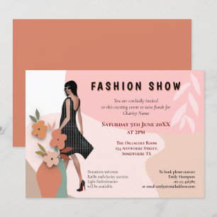 Invitación Moda Show Event Resumen Formas Modelo Flores