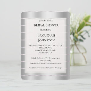 Invitación Moda Silver Glam Ribbon Bridal Shower