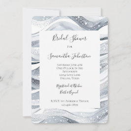 Invitación Moda Silver Sparkle Waves Bridal Shower