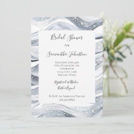 Invitación Moda Silver Sparkle Waves Bridal Shower