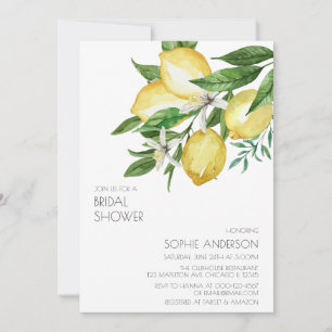 Invitación Moda simple acuarela Citrus limón Ducha nupcial