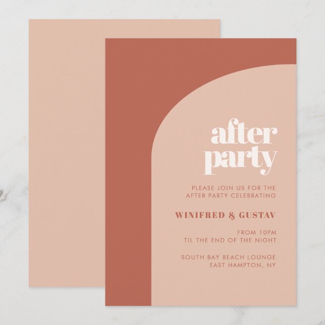 Invitación Moda simple arca de terracota de durazno Después d (Anverso / Reverso)