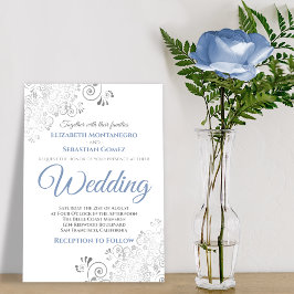 Invitación Moda simple azul y Boda gris