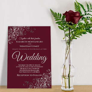 Invitación Moda simple Boda de Borgoña