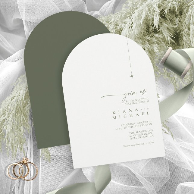 Invitación Moda simple Boda Pearl/Moss Green Arch ID1046 (Subido por el creador)