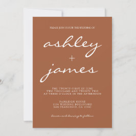 Invitación Moda simple caligrafía Boda TerraCotta